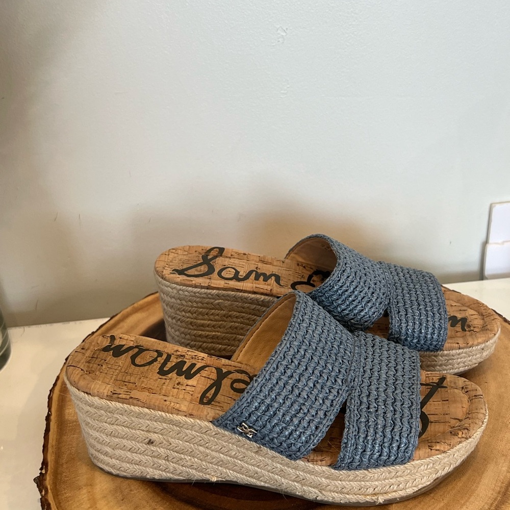 Sam Edelman Denim Blue Roxann Woven Wedges size 8.5